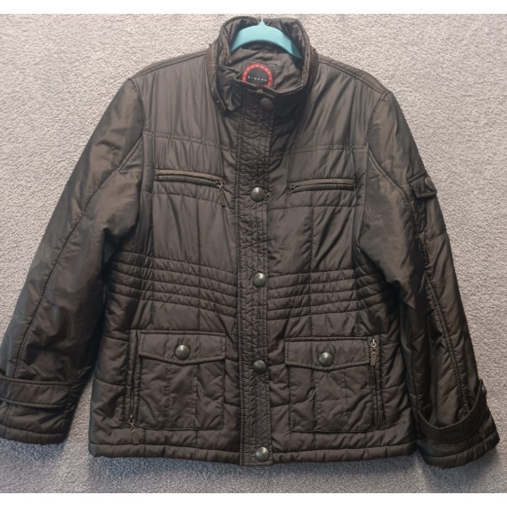 Giacca Gallery Quilted Jacket Men's‎ XL Fits M/L Brown Insulated Snap Coat